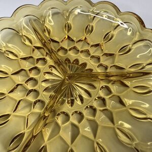 Vtg Amber Marigold Glass Anchor Hocking 3-Divided Relish Tray Dish 8 3/4 in